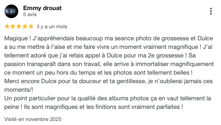 Avis_google_Dulce_messadi_photographe_saintry
